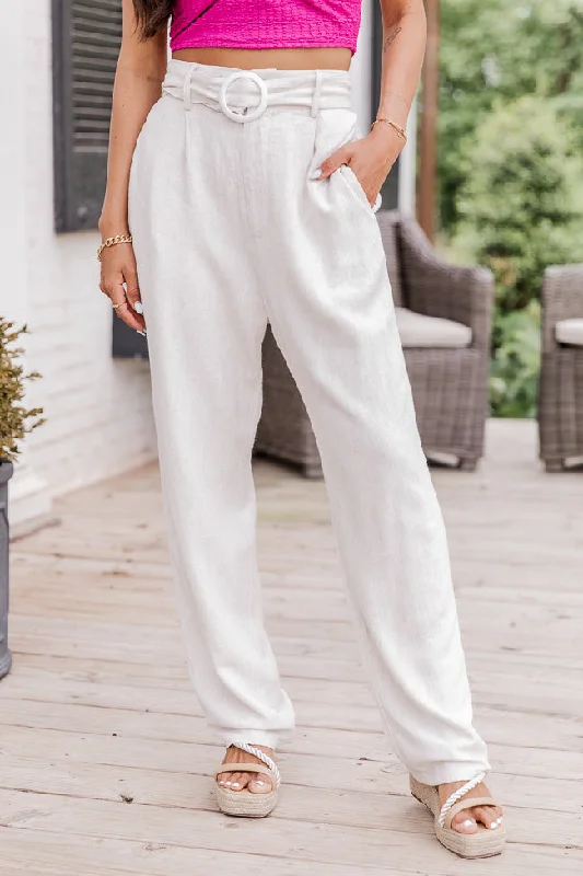 Must Haves Little Unpredictable Belted Linen Pants FINAL SALE