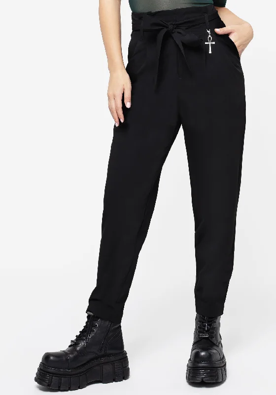 Women Fashion Dinza Tie Waist Tapered Trousers