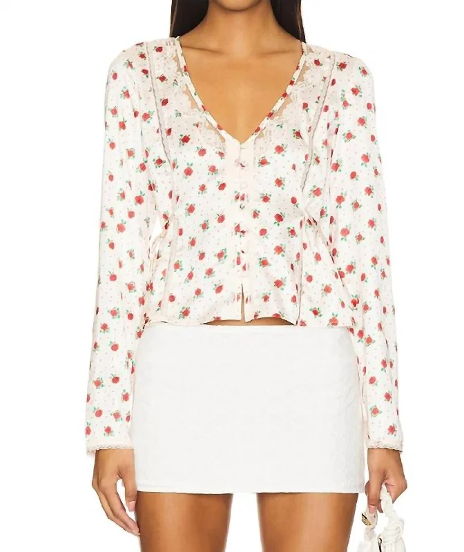 Clothing Online Field Of Roses Top In Ivory