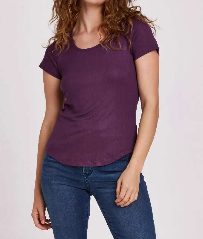 Imeless Style Aimee Scoop Neck Rib Top In Amethyst