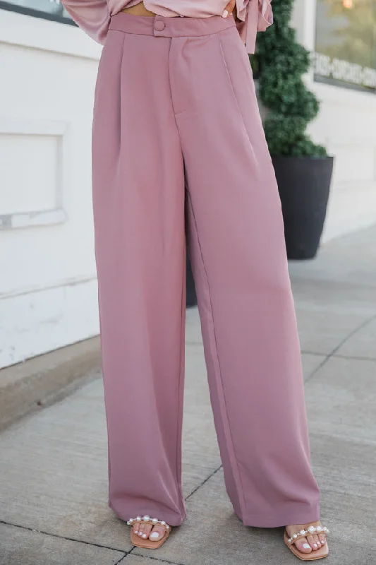 Everyday Basics It's Your Day Mauve Wide Leg Trousers FINAL SALE