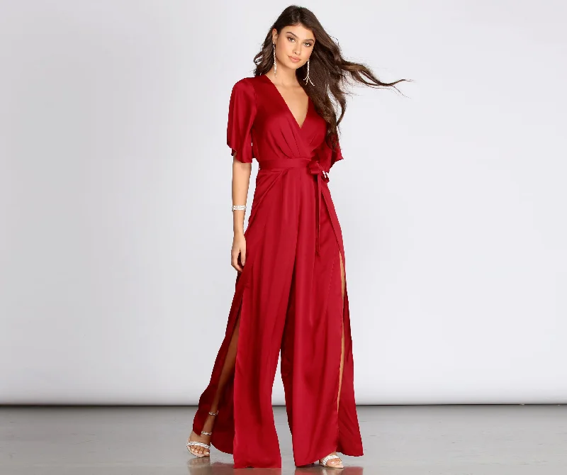 Timeless Elegance Flowy Feels Surplice Jumpsuit