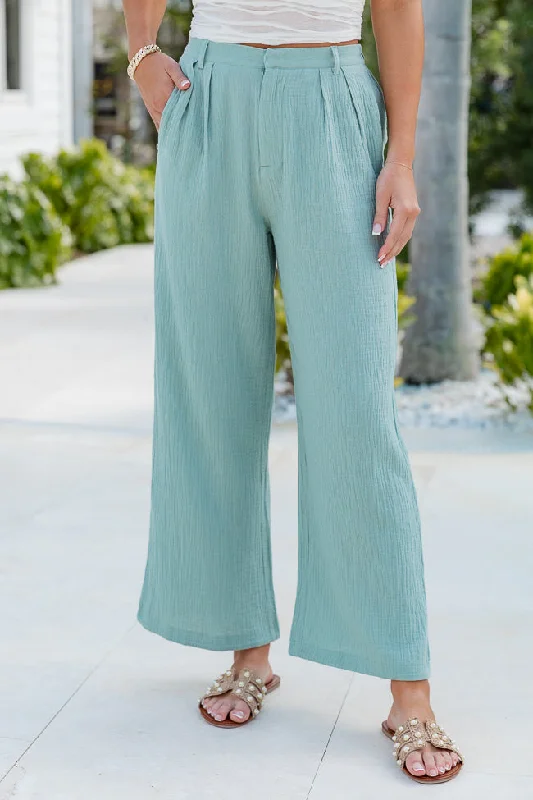 Style Your Wardrobe Off To Brunch Sage Gauze Trousers