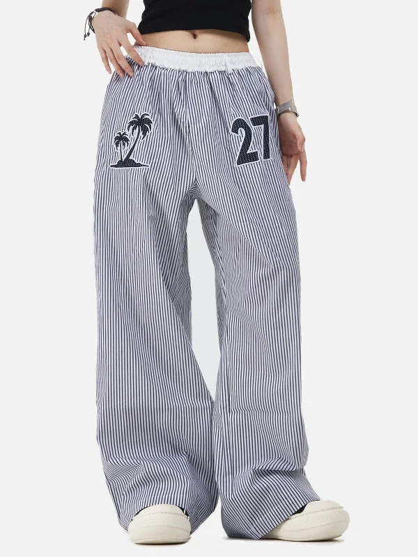 Chic Trends Unveiled Aelfric Eden Stripe Embroidery Baggy Pants