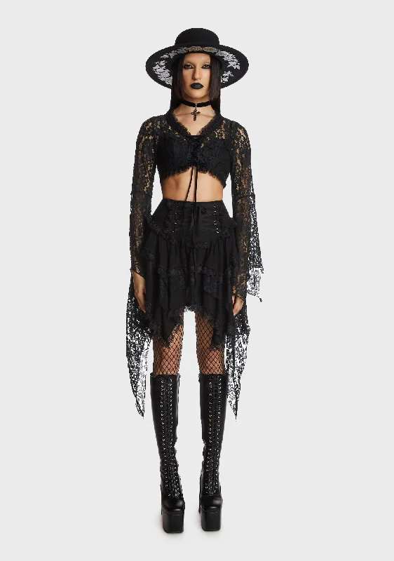 Comfortable Women's Outfits Gothic Witch Bell Sleeves Lace Cape