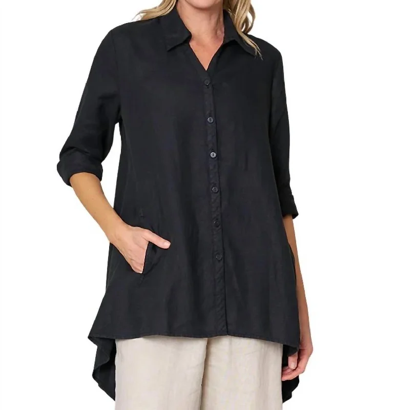 Fashion Forward Femme True Form Shirt In Black