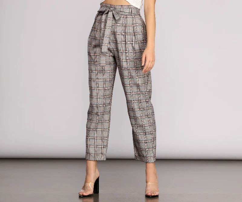 Elegant Style Check Her Out Paper Bag Pants