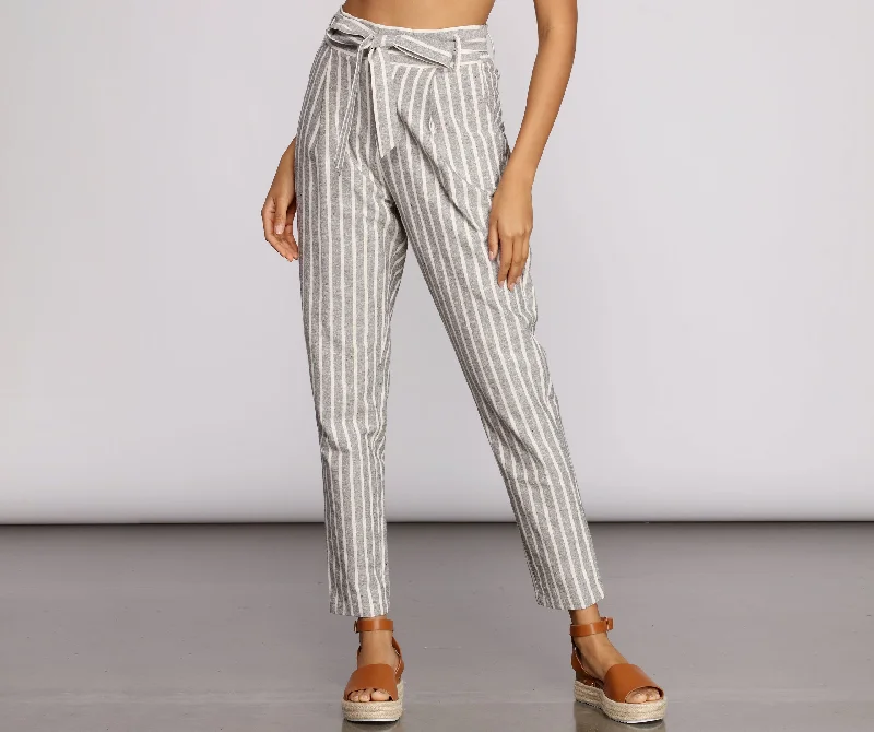 Style Upgrade Linen Stripe Tapered Pants