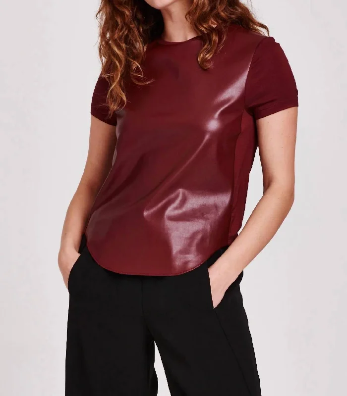 Chic & Cozy Apparel Elaina Vino Pleather Top In Red