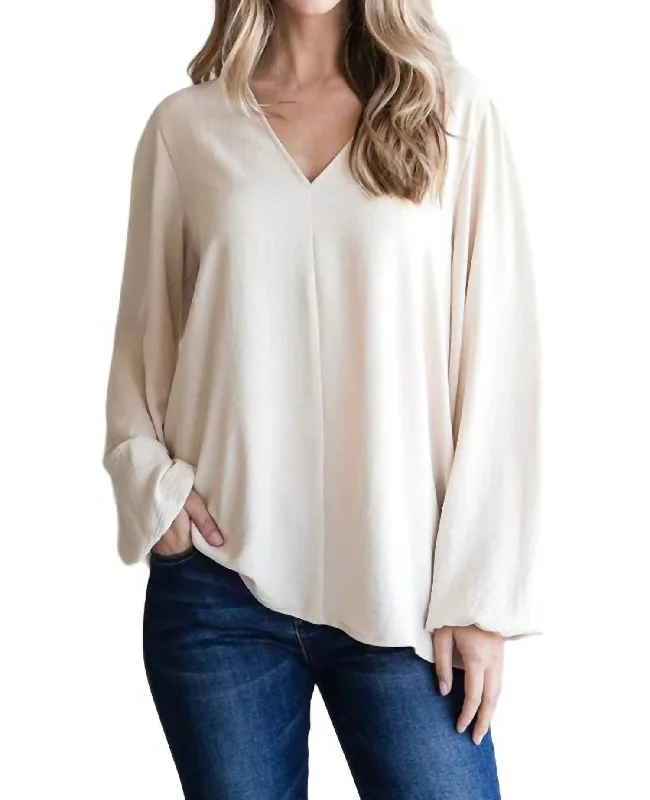 Day To Night Styles Bubble Sleeve Top - Plus In Cream