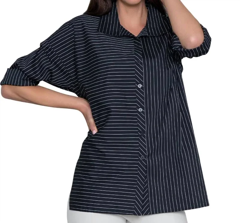 New Season Fashion Preview Attitude Shirt In Black Yarn Dye Stripe