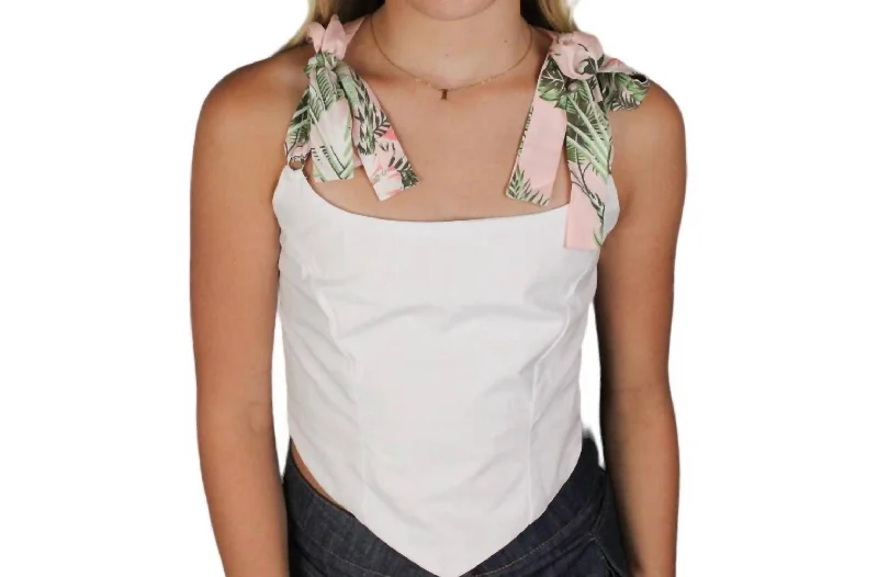 Best Online Boutiques For Women Girls Youth Flamingo Straps Top In Pink/white