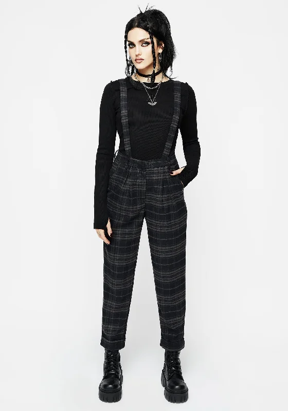 Trendy Street Style Clothing Reckless Distressed Check Trousers