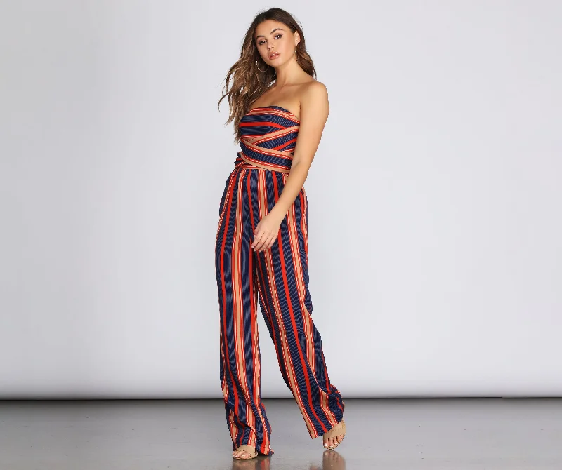 Style Redefined Sassy In Stripes Jumpsuit