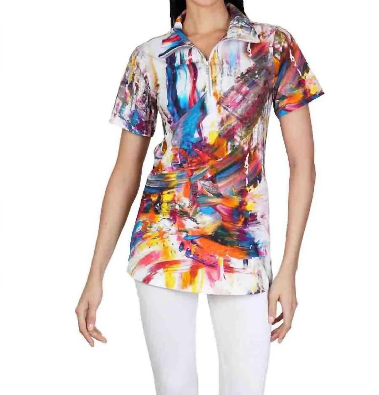 Business Casual Outfits Ruby Zippered Top In Multi