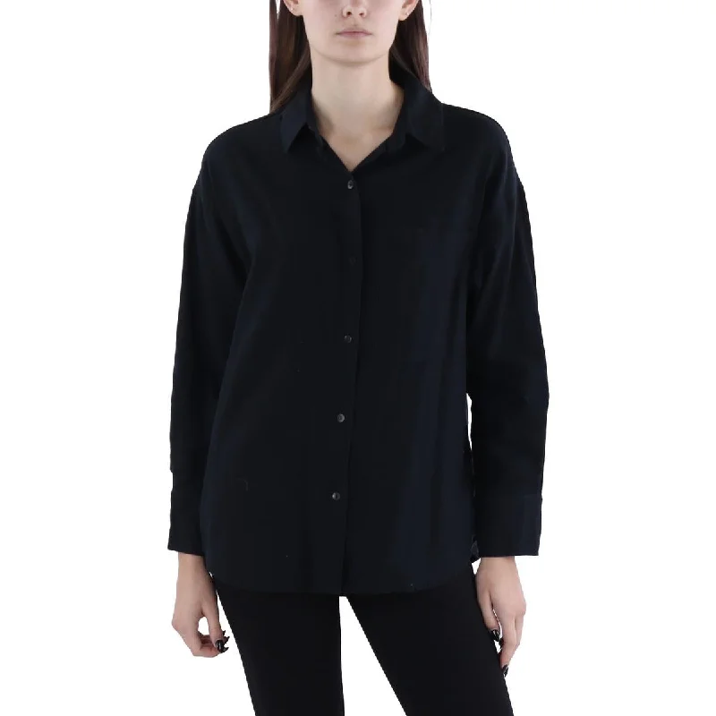 Unleash Your Trendy Side Womens Linen Oversized Button-Down Top