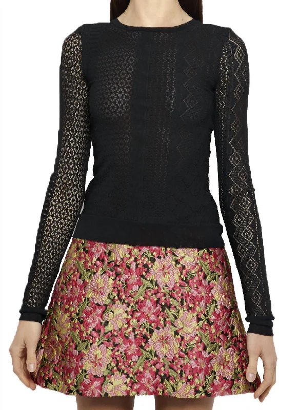 Flash Sale Event Patchwork Stretch Lace Kendra Top In Black