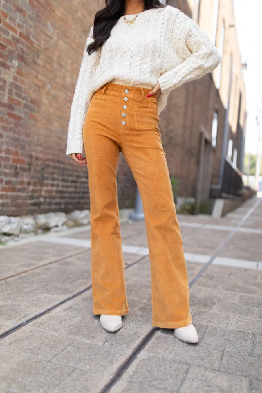 Fashionable Casual Tops I Can't Forget Camel Button Fly Corduroy Pants FINAL SALE