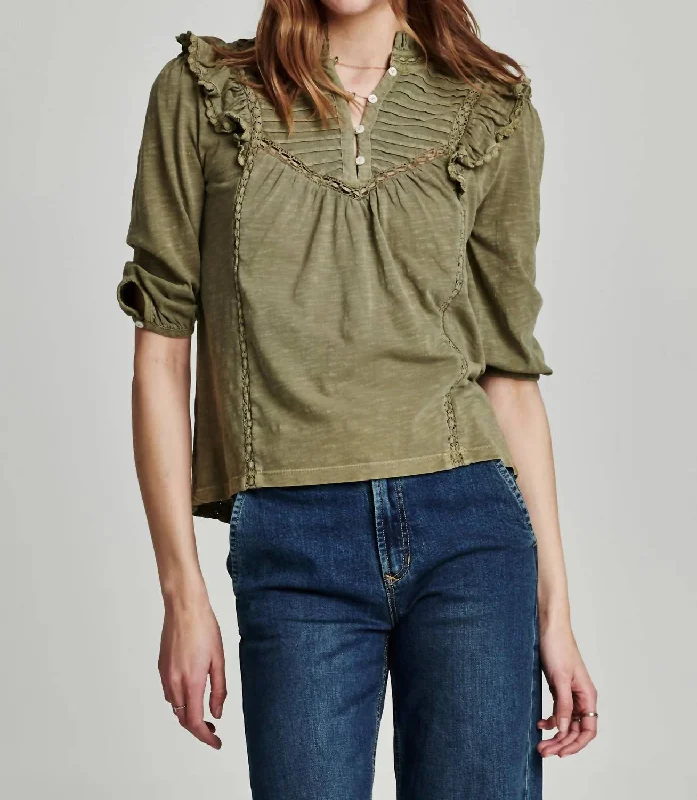 Exclusive Sale Kendall Pleated Top In Laurel Oak