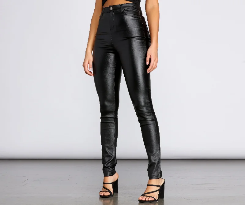 Free Spirited Fashion High Waist Faux Leather Skinny Pants