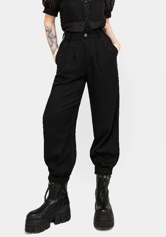 Colorful Clothing Dianne Embroidered Balloon Trousers - Black