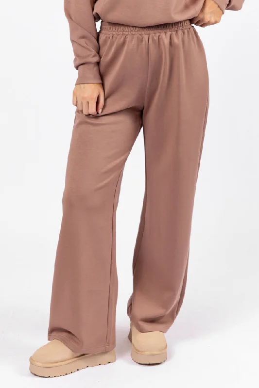 Flash Sale Clothing Let's Just Stay Mocha Knit Wide Leg Pants FINAL SALE