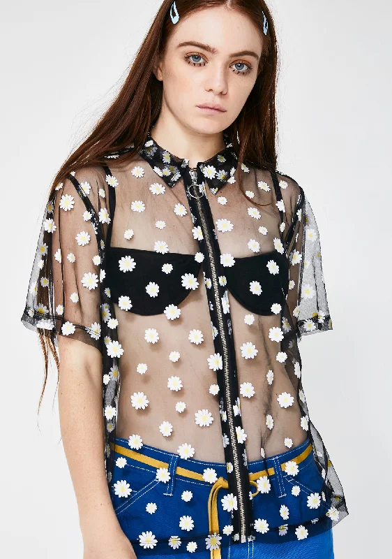 Signature Style Essentials Sheer Daisy Shirt