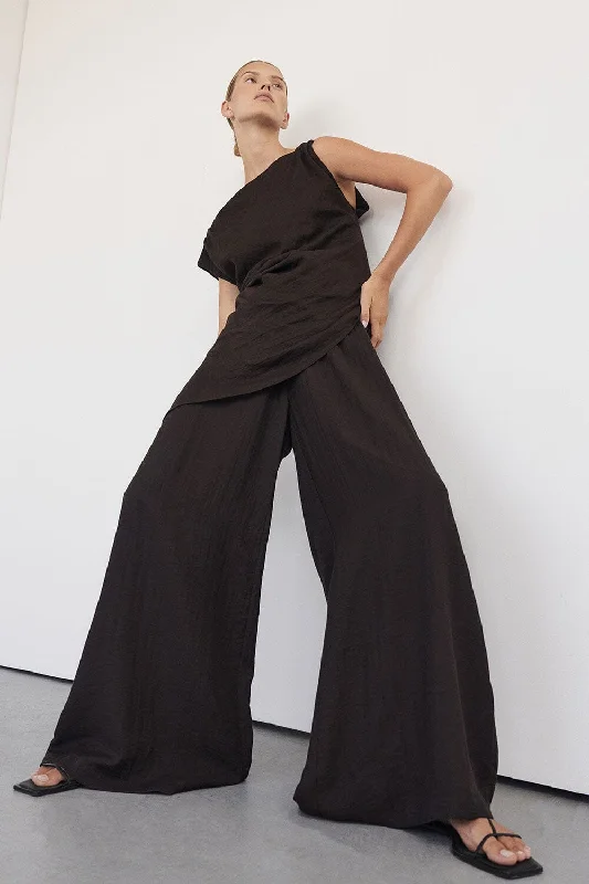 Women's Fashion Clothing SHYLA BITTER CHOC WIDE LEG PANT