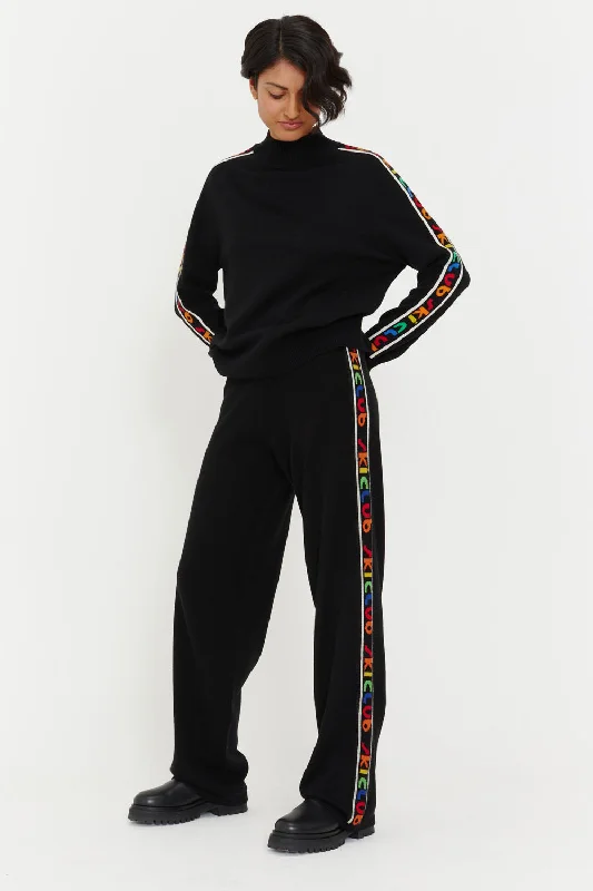 Everyday Wear Black Wool-Cashmere Ski Club Track Pants