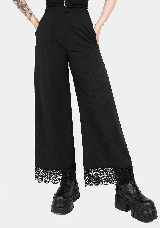 Style Redefined Araneo Lace Hem Wide Leg Trousers