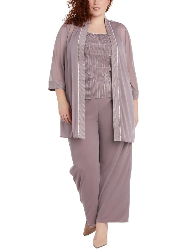 Latest Fashion Plus Womens 3PC Polyester Pant Outfit