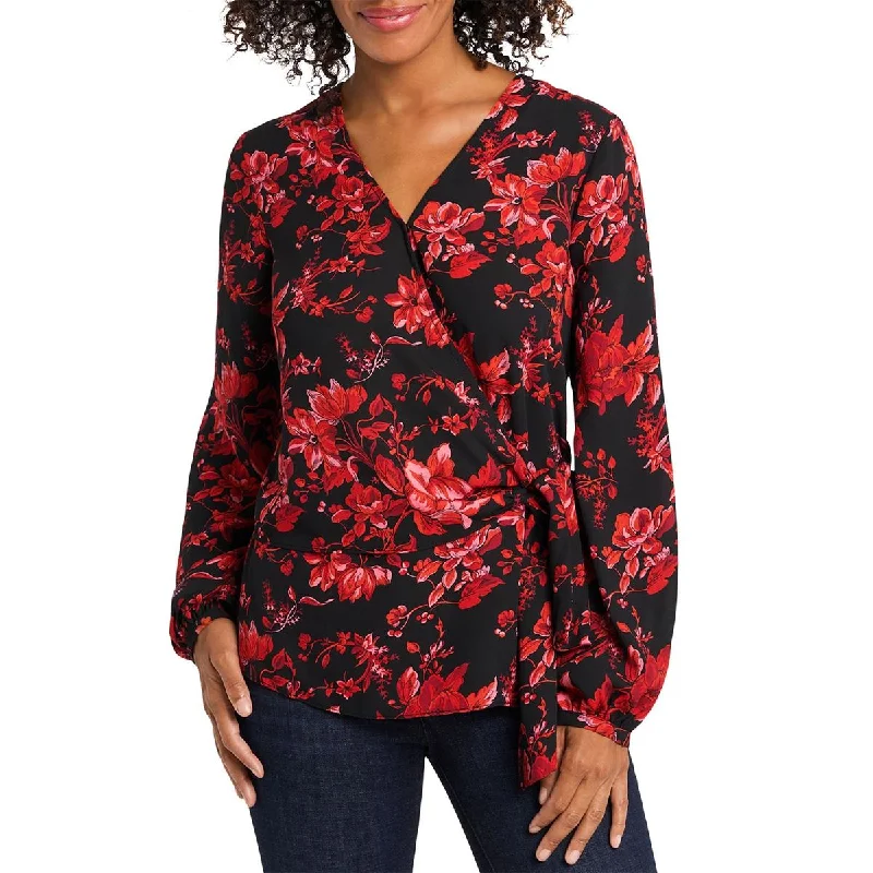 Fashionable Tops for Women Womens Floral V Neck Wrap Top