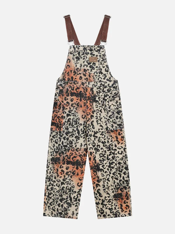 Pastel Styles Aelfric Eden Apricot Leopard Print Overalls