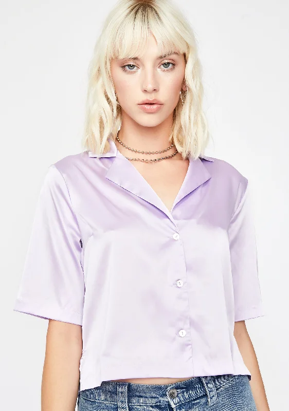 Trendsetter's Closet Grape Hella Bossy Satin Top