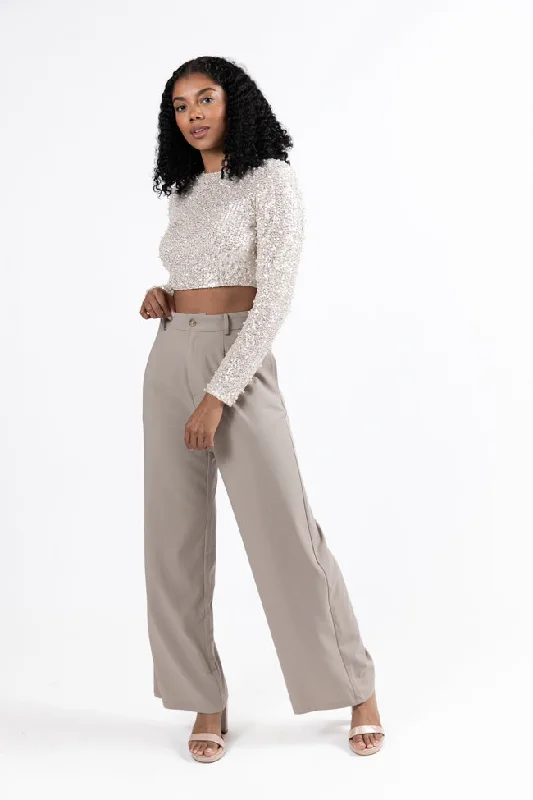 Clothes Sales Swept Away With You Taupe Tailored Wide Leg Pants FINAL SALE