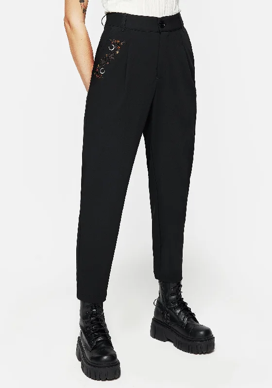 End Of Season Sale Japonica Floral Moon Embroidered Tapered Trousers