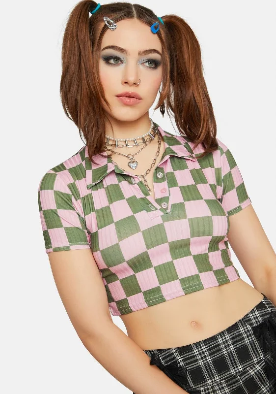 Fashionista Favorites Rib Checkerboard Polo