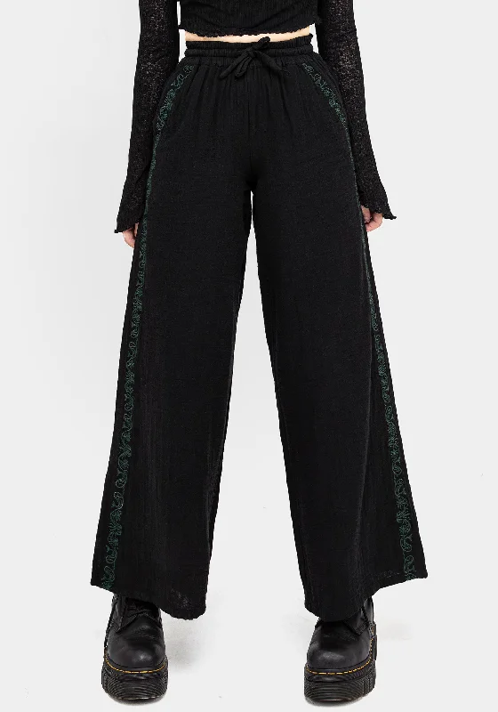 Business Casual Outfits Damiana Embroidered Cotton Trousers