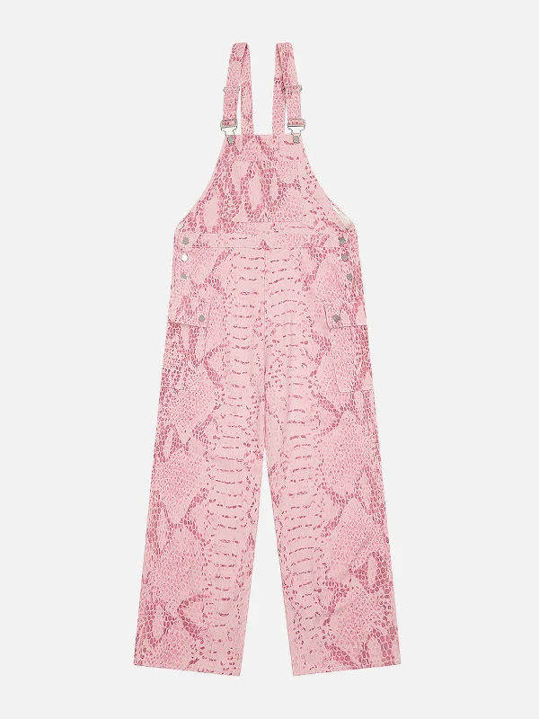 VIP Member Discount Aelfric Eden Pink Snake Pattern Overalls