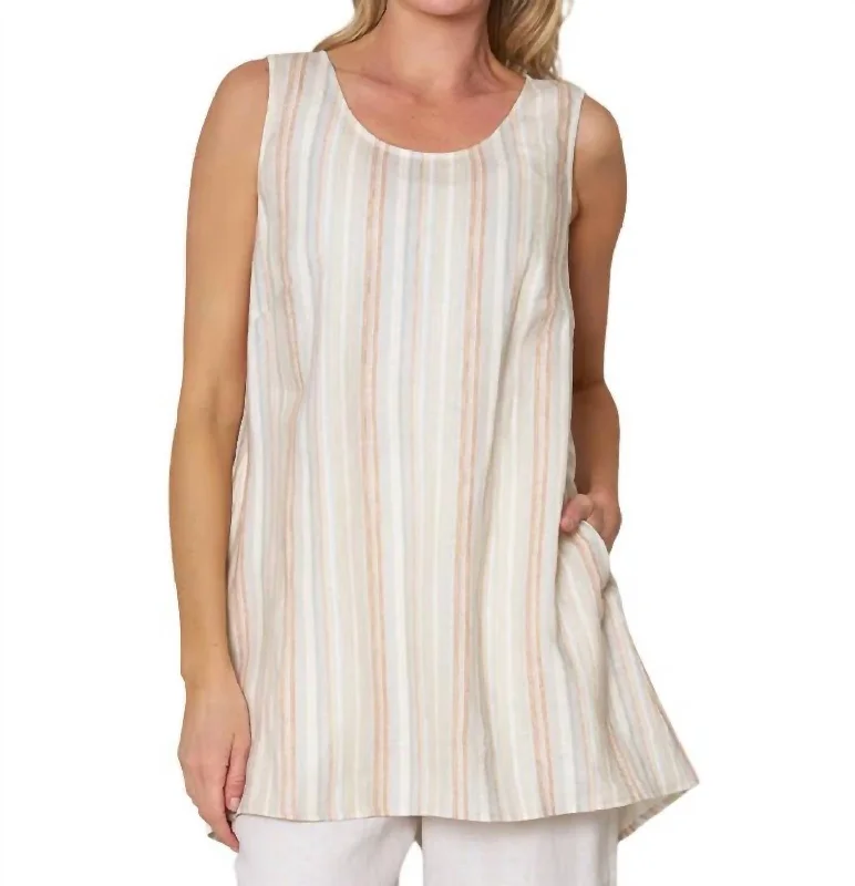 Trendy Street Style Attire Striped Santorini Top In Yarn Dye Stripe