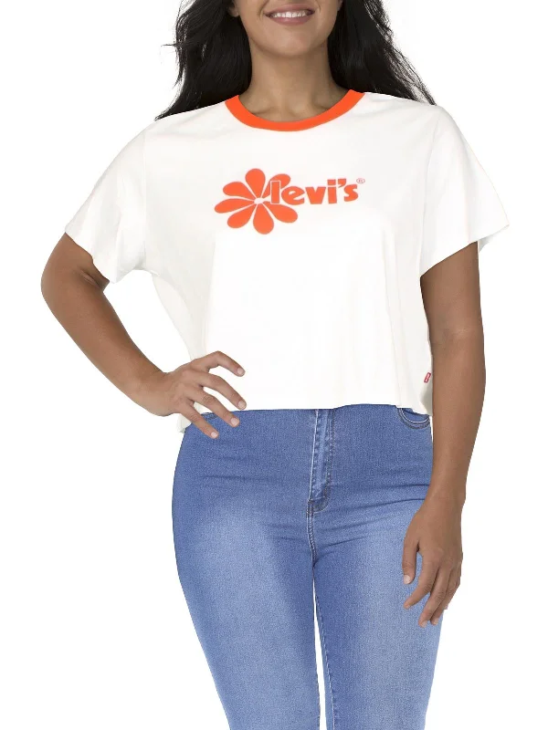 Casual and Comfortable Outfits Plus Womens Cotton Logo Cropped