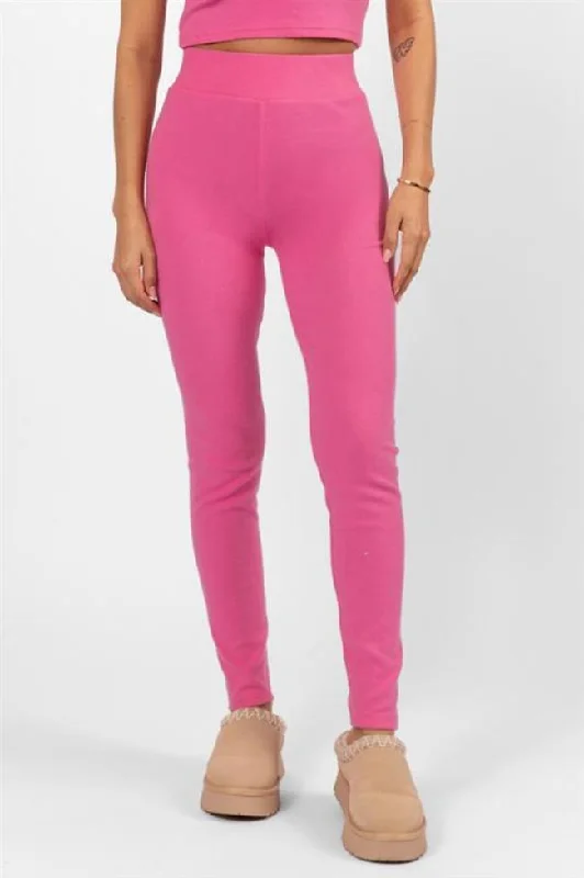 Trend Forward Threads For Her Outta Sight Pink Brushed Rib Leggings