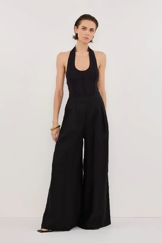 Winter Wardrobe Clearance CODY BLACK  WIDE LINEN PANT