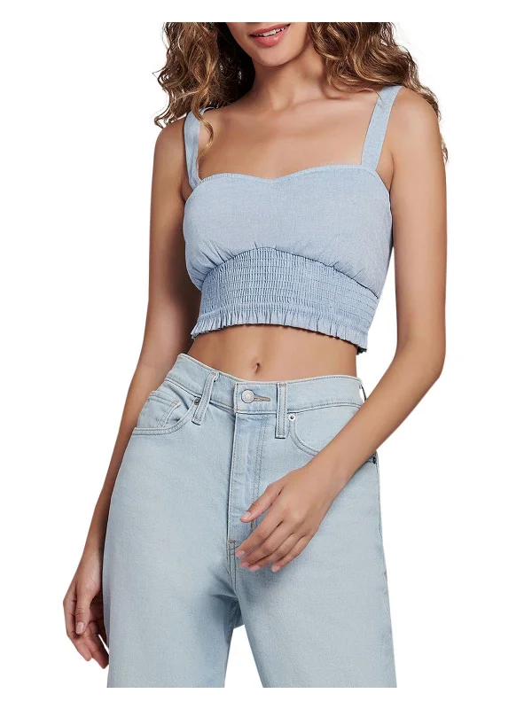 Trendy Boutiques Online Womens Smocked Linen Cropped