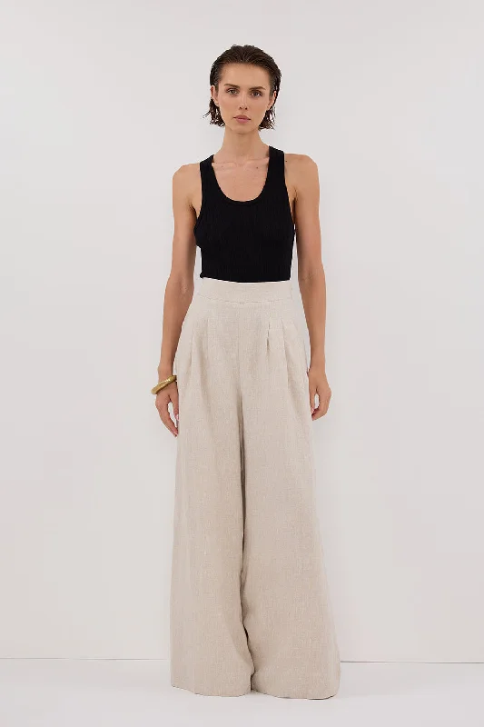 Women's Online Clothing Boutique CODY NATURAL WIDE LINEN PANT