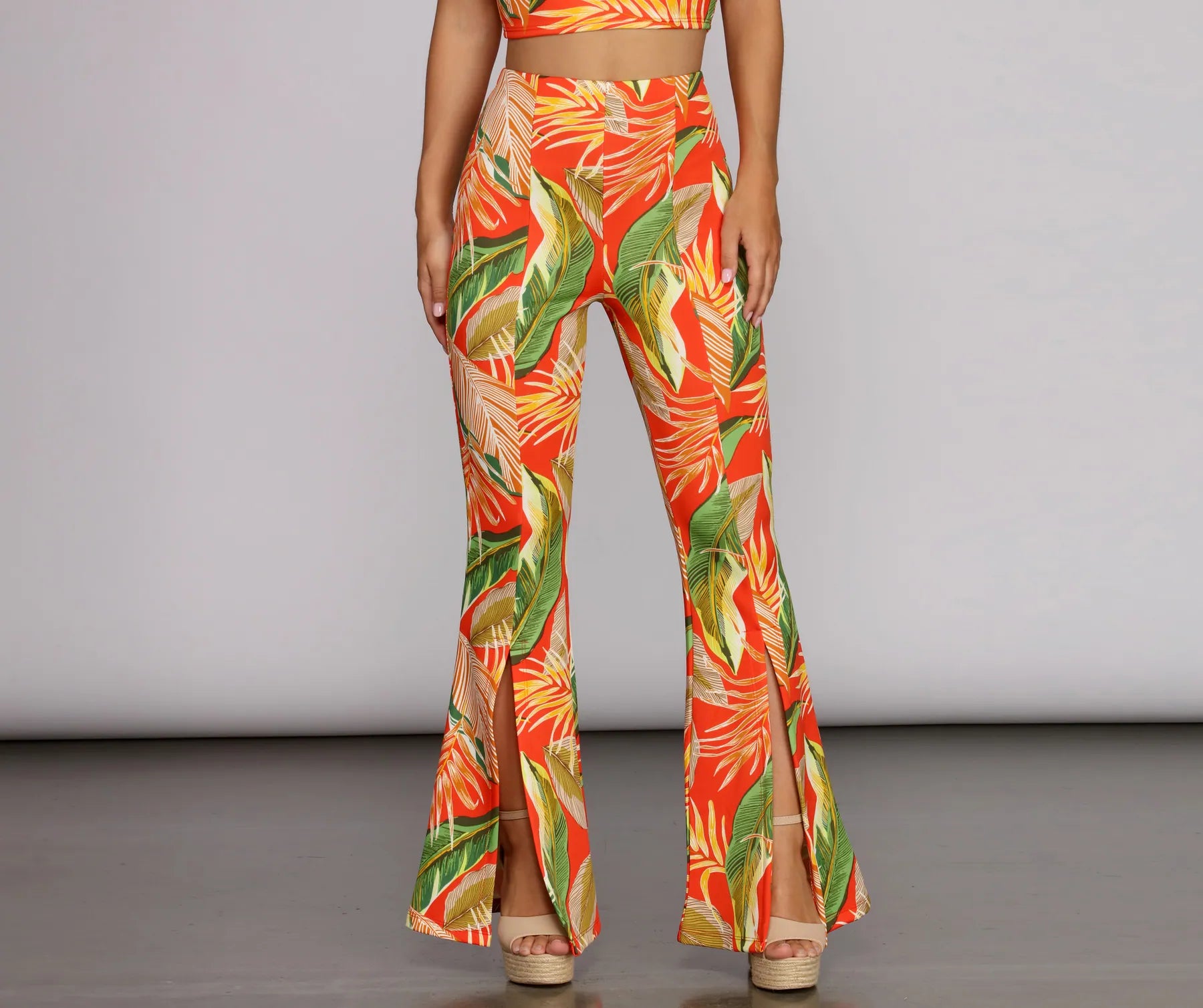 Fashion Deal To Paradise Printed Flared Pants