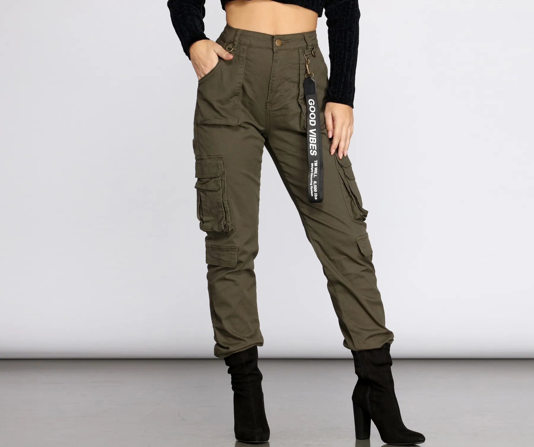 Casual Chic Good Vibes Cargo Joggers