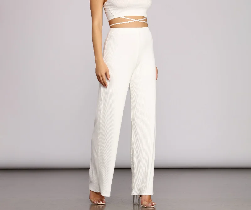 Best Sellers X Marks Ribbed Wide Pants