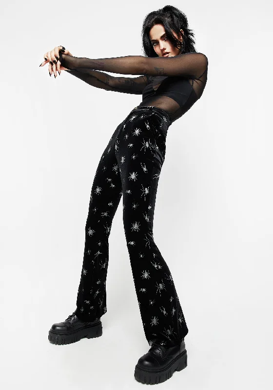 Evening Looks Spiro Foil Print Velour Flared Trousers