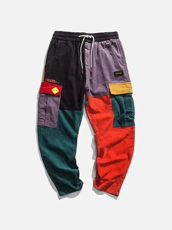 New Styles Just In Aelfric Eden "Back to 90's" Patchwork Color Block Corduroy Pants